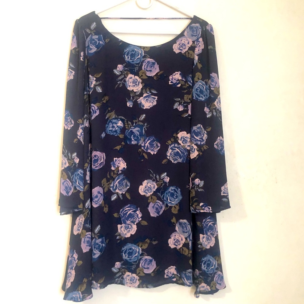 2/$50 Belle Badgley Mischka Blue Floral Dress